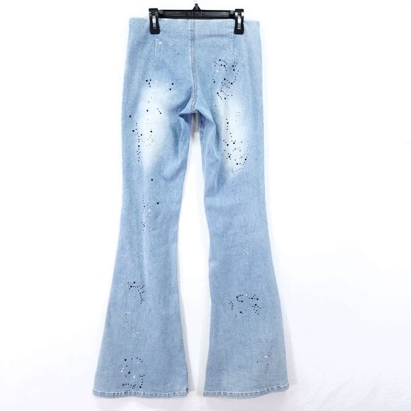 I.AM.GIA Low Rise Flared Jeans XS Rhinestone Detail Y2K Inspired - Picture 2 of 13